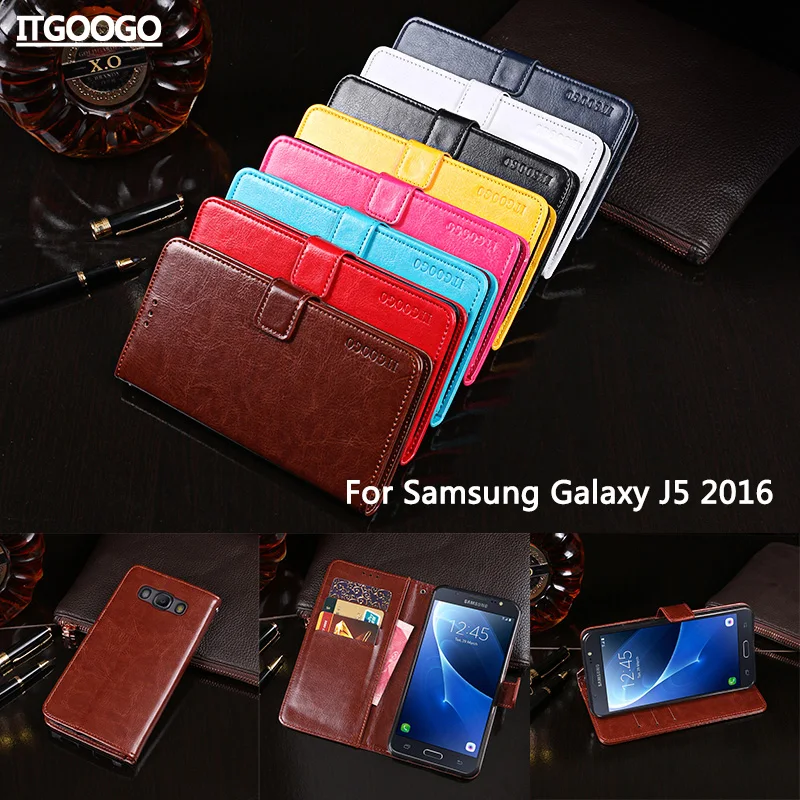 Itgoogo для samsung Galaxy J5 2016 чехол Высокое качество искусственная кожа флип Бумажник