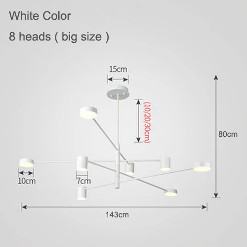 Современный светодиодный потолочный светильник в скандинавском стиле, подвесные светильники для гостиной, ресторана, спальни, люстра, освещение Lampadari Home - Цвет абажура: 8 heads white big