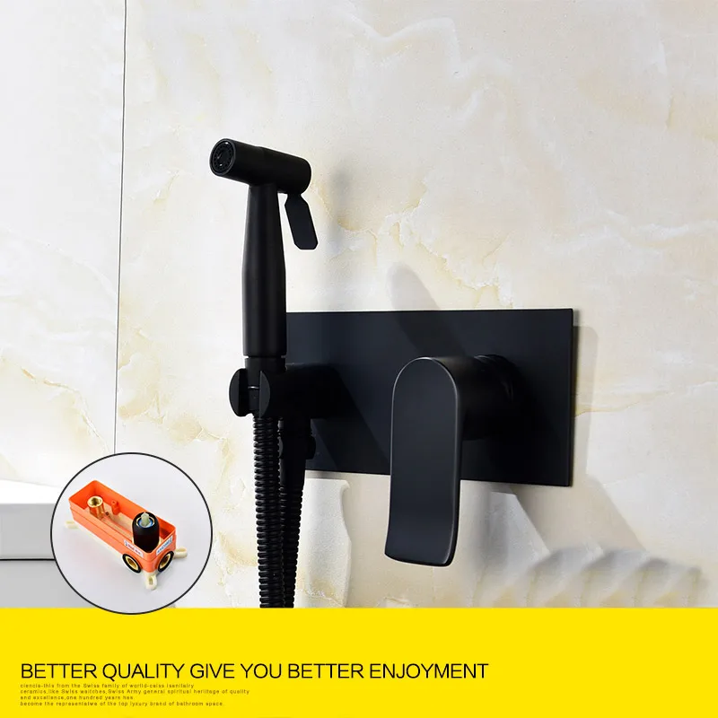 

Black buried box toilet spray gun suit washer hot and cold mixer sprinkler four outlets toilet flushing spray gun bidet sprayer