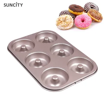 

6pcs Nonstick Metal DIY Donuts Maker Mold Doughnut Cutter Baking Pan Fondant Cake Bread Desserts Mould Decorating Tools bm-060