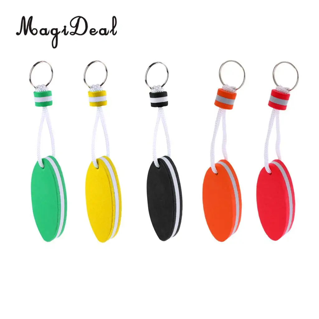 MagiDeal 5 Pieces Oval Shaped EVA Foam Floating Key Ring Boat Keychain for Marine Fishing Rafting Canoeing Sailing Accessories