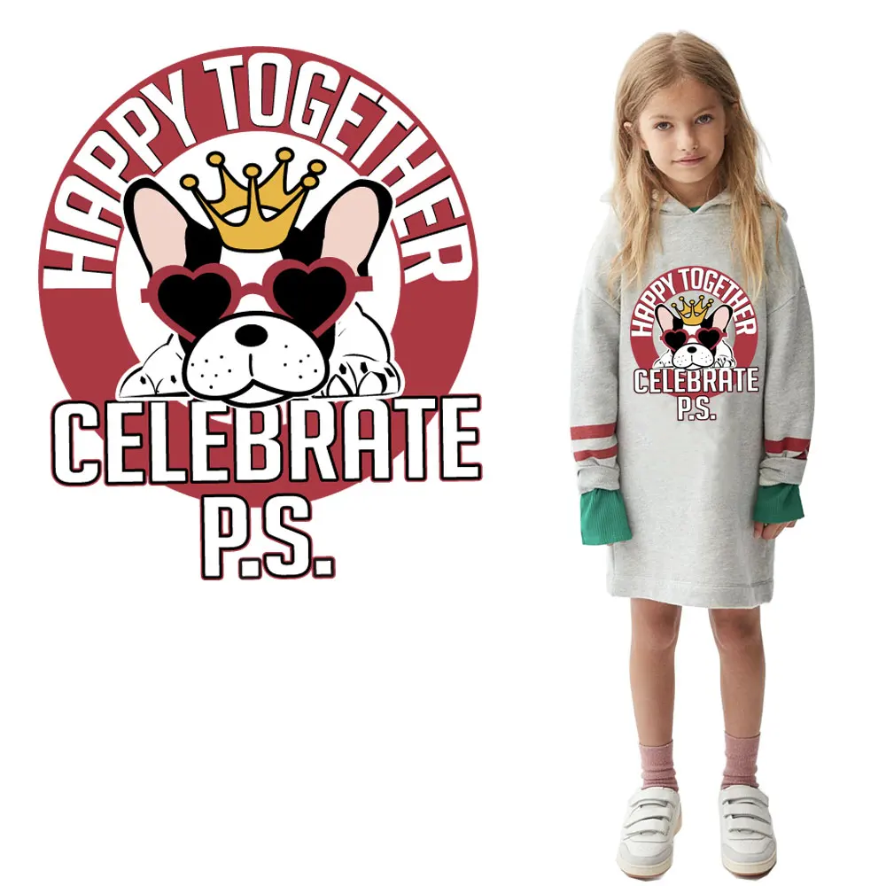 

cartoon crown dogs iron stickers for clothes letters iron on patches for T-Shirt clildren diy heat transfer parches para la ropa