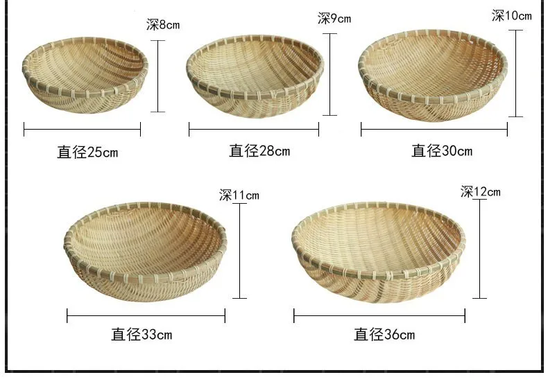 Бамбуковая плетеная корзина ручной работы круглый контейнер для хранения овощи, фрукты для пикника, еда, хлеб, Бытовая Кухня из ротанга