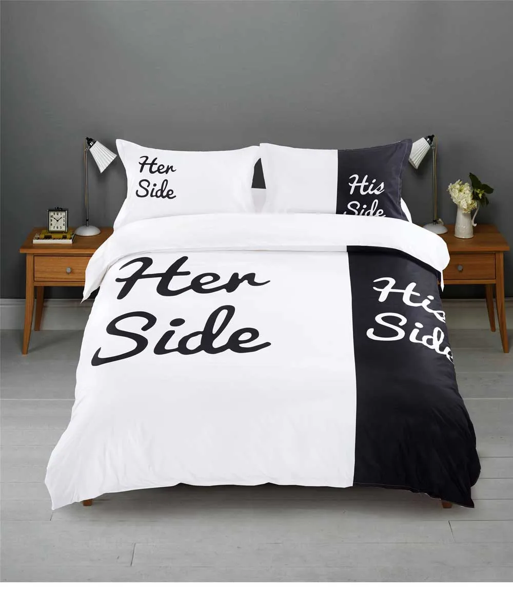 Black white Bedding sets 3pcs 4pcs His Side & Her Side Duvet / Quilt