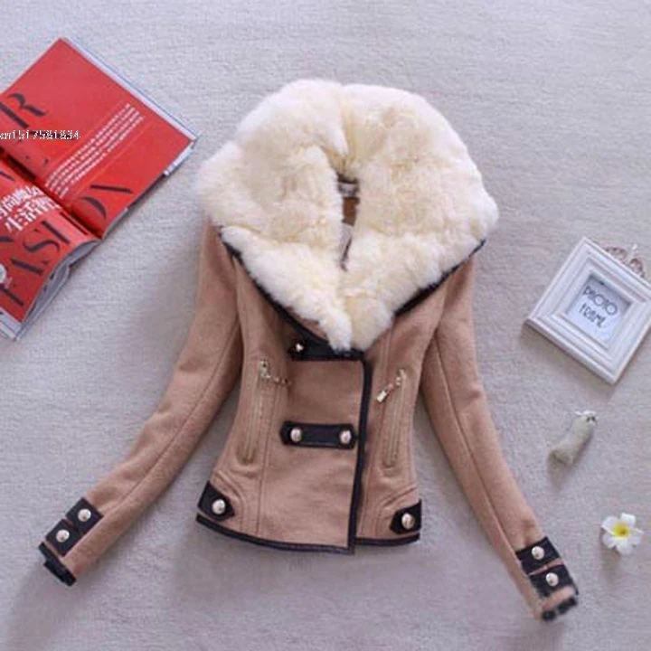 1 шт., зимнее женское пальто, утолщенная теплая Женская куртка с отложным воротником, пальто, модные новые куртки, двубортная шерстяная верхняя одежда