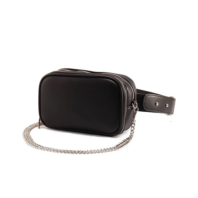 

2019 Fashion Camera Bags Women Chains Bags Solid PU Leather Ladies Hot Waist Bags Leather Straps Female Messenger Bags