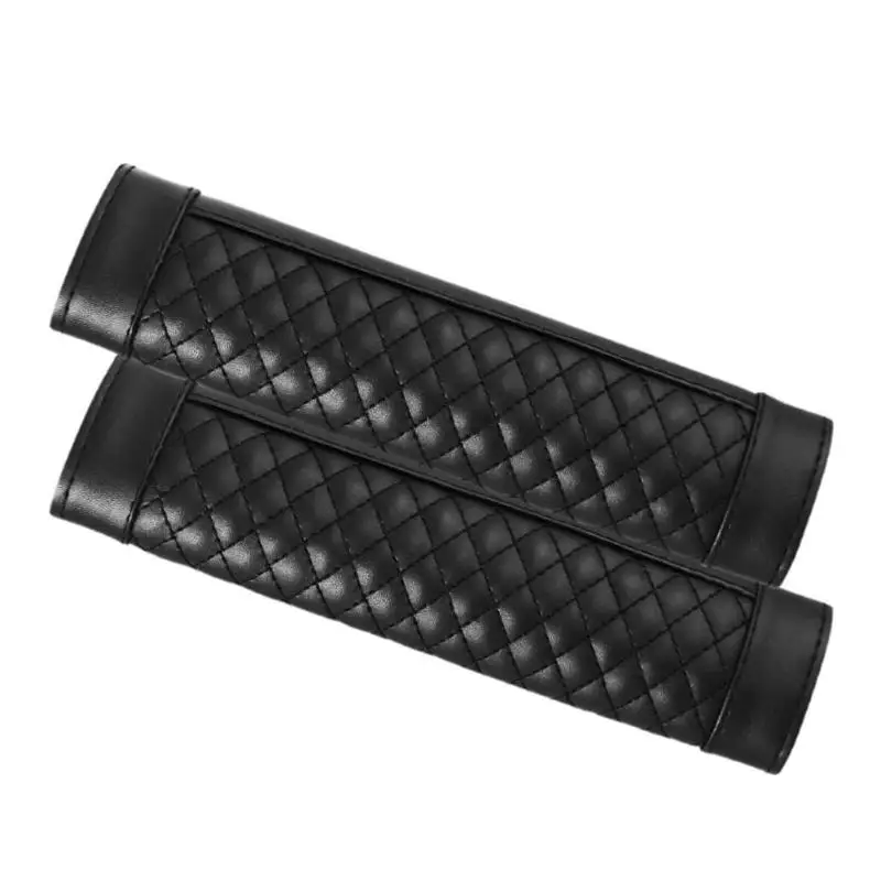 2pcs PU Leather Car Safety Seat Belt Cover Shoulder Selecting Leather for Comfort and Breath Pad Protection Padding Accessories - Color Name: Black