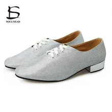 Новая мужская обувь для латинских танцев, танго, Современный Джаз, сальса, танцевальная обувь с мягкой подошвой, серебристая танцевальная обувь для мальчиков, для занятий танцами