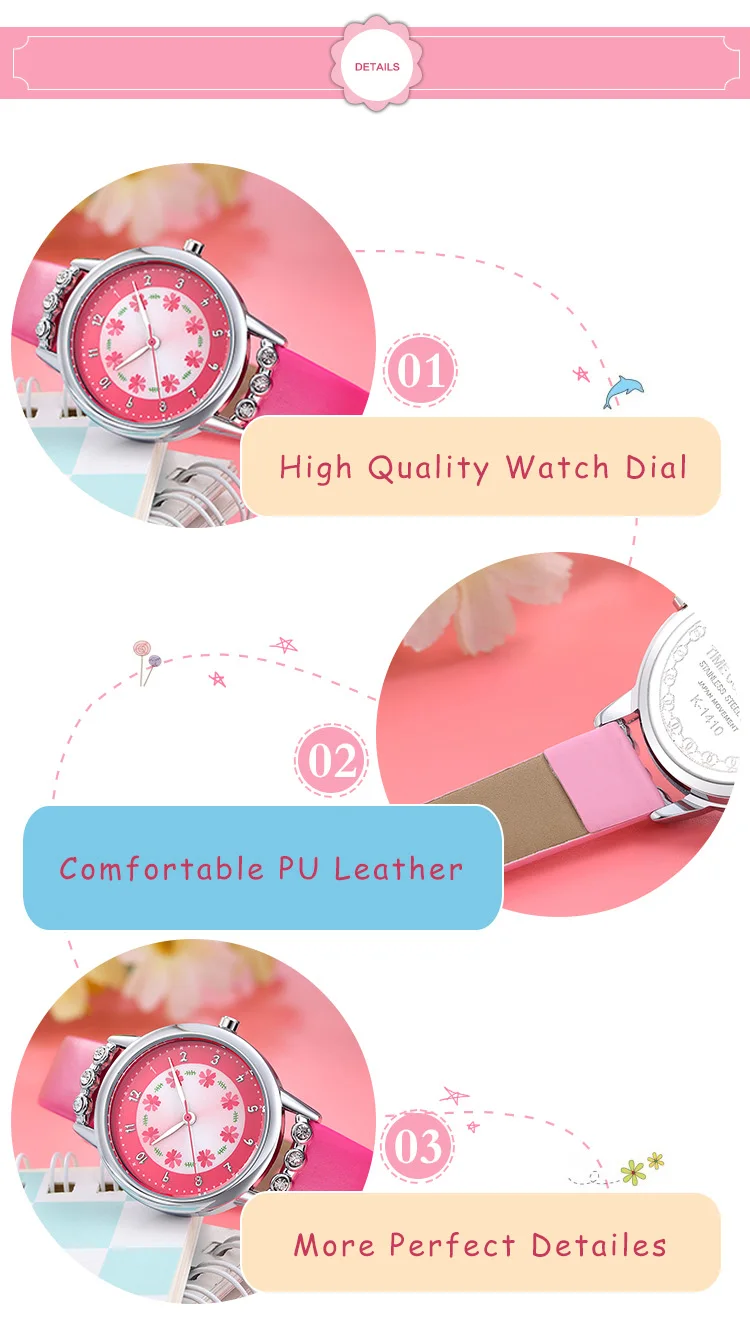 XINKON модная детская одежда часы Дети часы Девушки кожа кварцевые наручные часы студенты подарки присутствует милый сладкий розовый