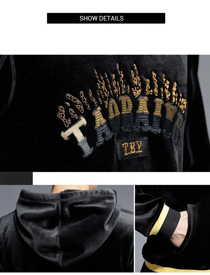Осень-зима Мода Хип-хоп толстовки Для мужчин вельвет Толстовка спортивная свободные пуловеры куртка уличная