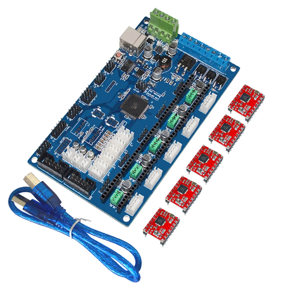 

KEYES 3 D printer control board MKS Gen V1.2+5pcs A4988 StepStick Stepper Motor Driver Module+USB Cable
