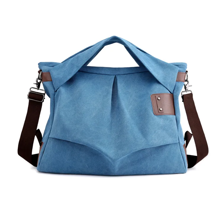 KVKY/Брендовые женские сумки высокого качества, повседневная женская сумка-тоут, большая сумка на плечо, большая Холщовая Сумка - Цвет: Синий