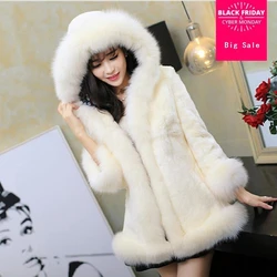 S-4XL winter new imitation fox fur hooded coat Middle East luxury women's faux fur jacket coat women dress large size wj1232