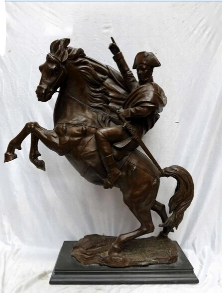 

shitou 001519 27" China Art carved copper bronze Marble horse Napoleon Sculpture Statue