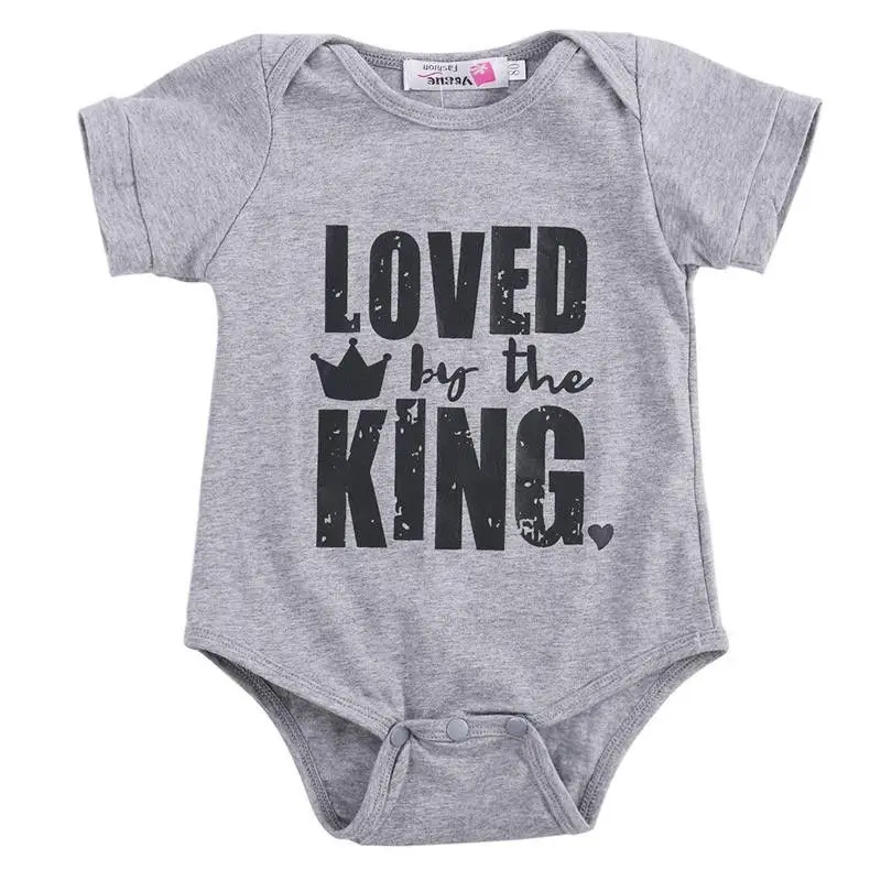 Newborn Kids Baby Girl Boy Grey Cotton font b Bodysuits b font Short sleeve One Pieces