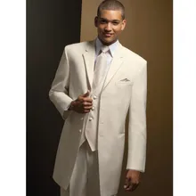 Мужской костюм лацканы цвета слоновой кости свадебные костюмы пользовательские подходят для выпускного платья(Пиджак+ брюки)+ жилет