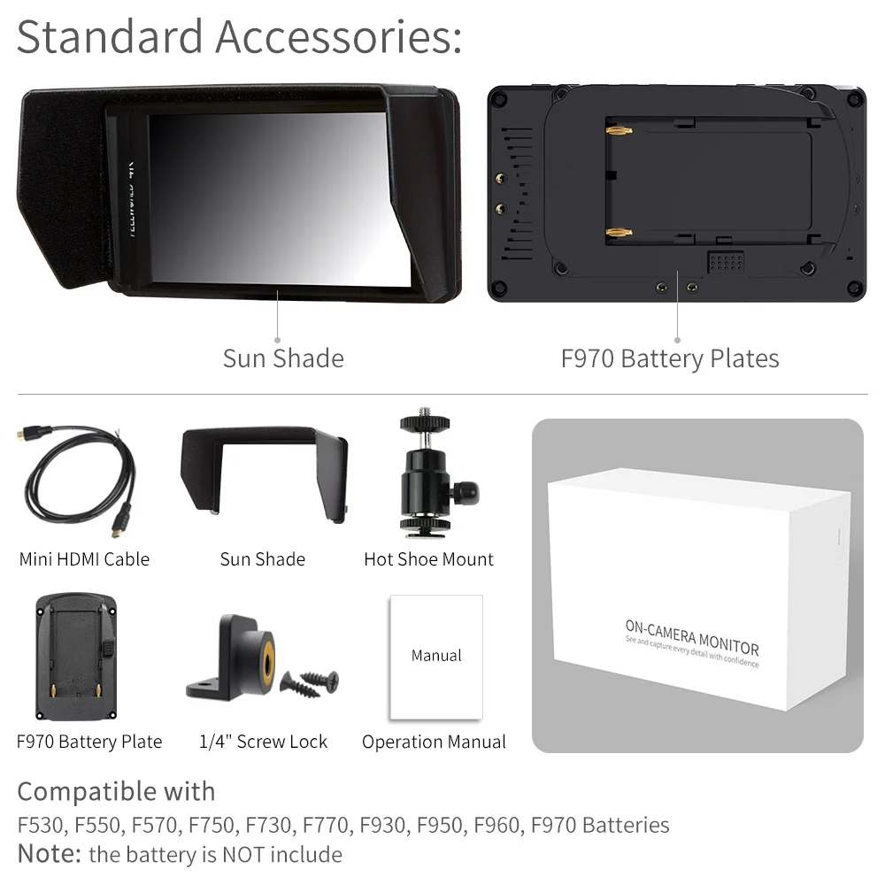 Монитор Feelworld FW450 с разрешением 4 5 дюйма IPS 4K HDMI HD для цифровой зеркальной камеры