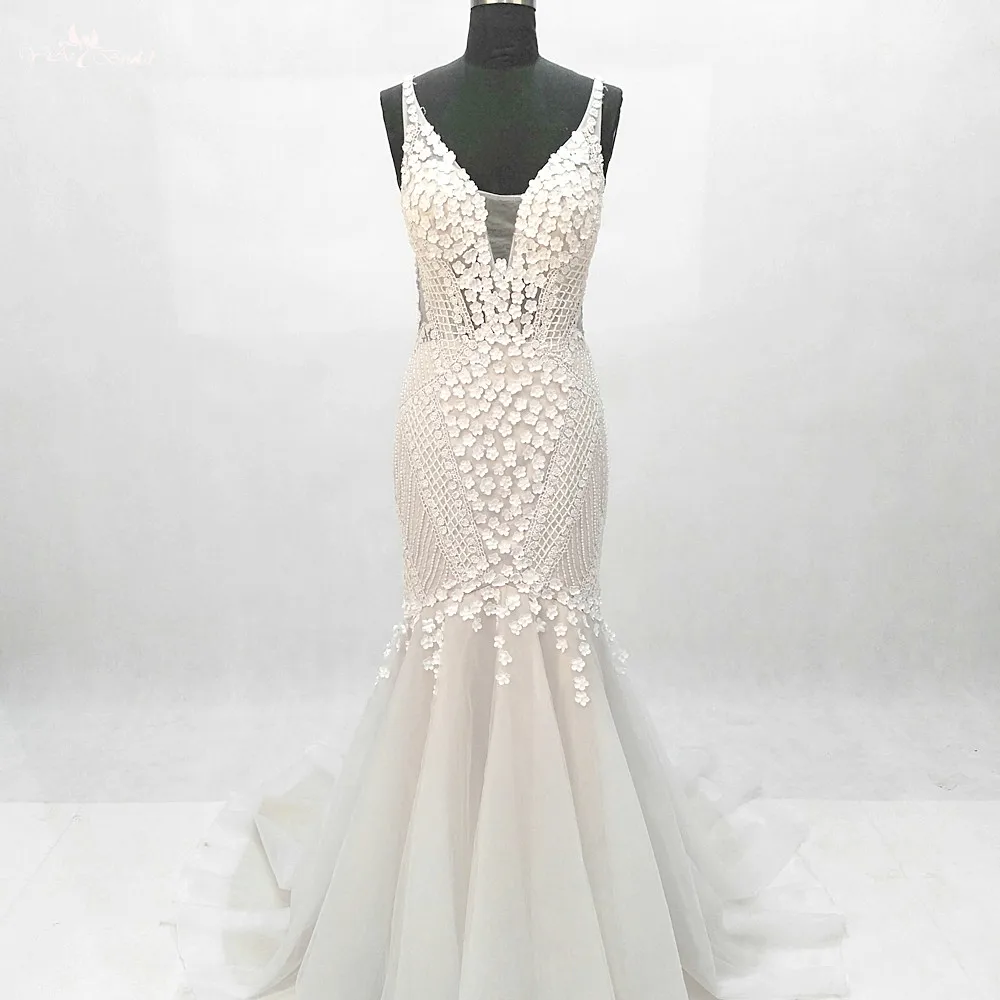 RSW1133 реальные фотографии Yiaibridal Alibaba китайские свадебные платья Цветы французская решетка сексуальная открытая спина Русалка Свадебные платья