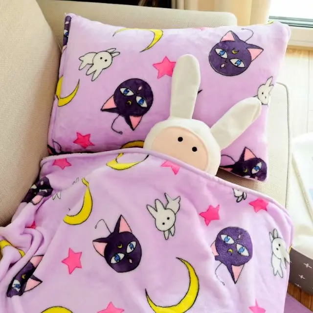 1 шт., мягкий чехол для подушки с рисунком Сейлор Мун Луна кошка, плюшевое фланелевое одеяло, романтический подарок для леди, детская кровать для сна, игрушка для девочки