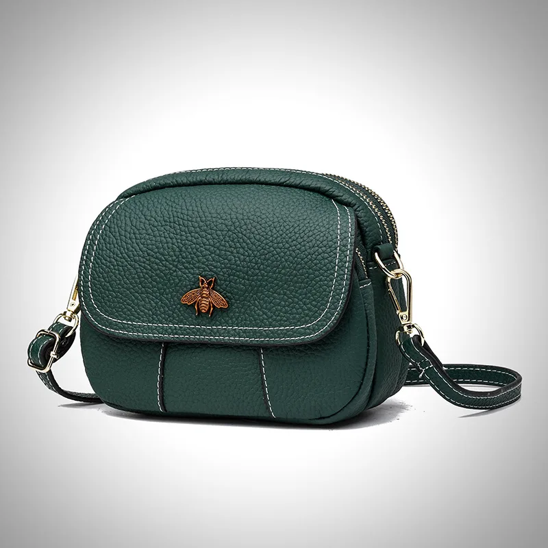 

Leather Girl 2019 New Korean Version Soft Head Cowhide Single Shoulder Slant Bag With Bees High Quality Shoulder Bag Vintage