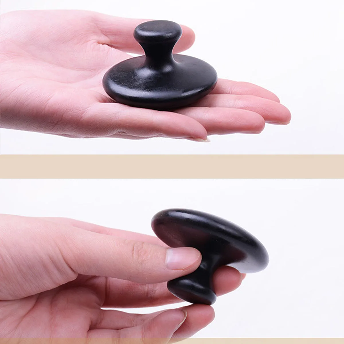 2pcs Black Basalt Stone Essential Oil Massage Mushroom Shape Spa Energy Stone for Body Face Massage Stone