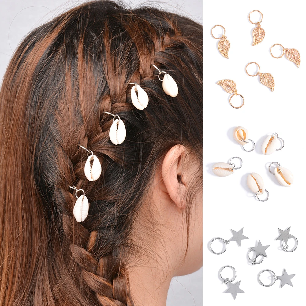 

5pcs/lot Shell Hair Ornament For Women Geometric Hair Clip Hairband Alloy Circle Hoop Personality DIY Pendant Hair Accessories
