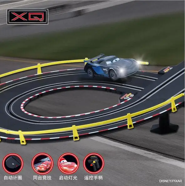 Genuine Disney Pixar Cars 3 Lightening Macqueen Double track Electric remote control Hand rail car Children toy high quality