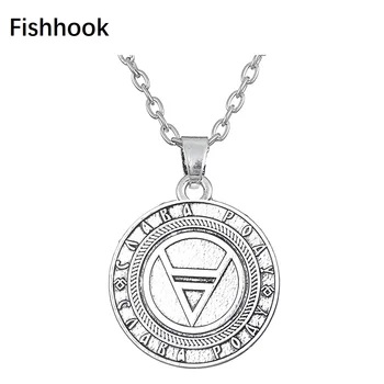 

Fishhook Metal Pendant with God Veles Symbol Pattern Silver Color Chain Necklace for Men Norse Mythology Amulet Charms