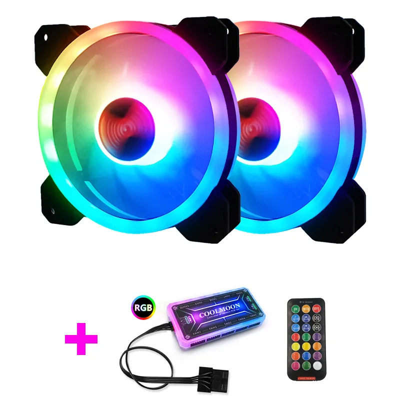 Цветной 120 мм круглый RGB cpu охлаждающий вентилятор + пульт дистанционного