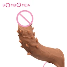 Male Penis Sleeve Reuseable Chastity Silicone Condom Foreskin Durable Cock Ring Adults Sex Toys For Men Realistic Dildo Extender