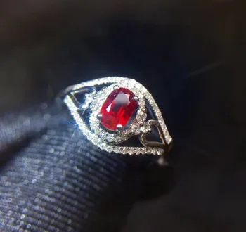 

Fine Jewelry 18K White Gold Real Natural Pigeon Blood Red Ruby Diamond Wedding Engagement Female Rings for Women Fine Ring