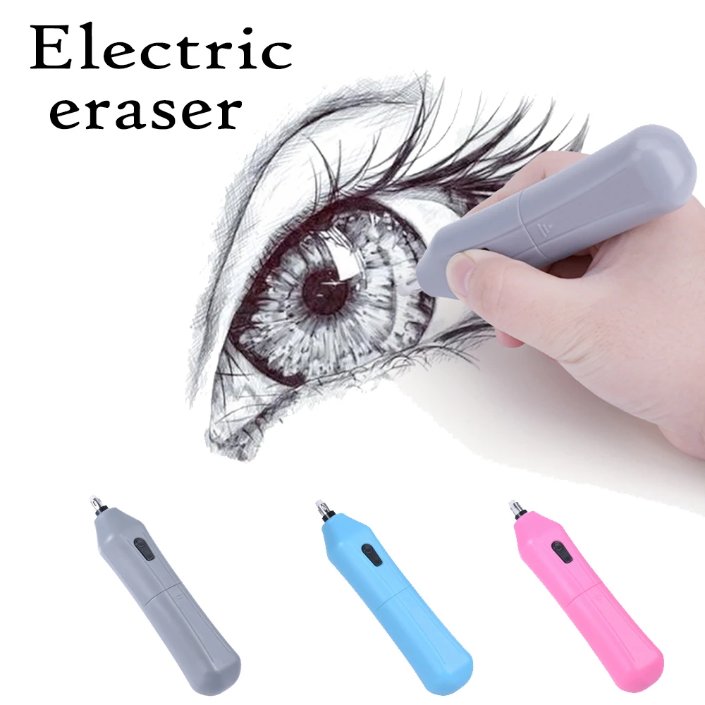 1 Pcs Electric Eraser with 10pcs Rubber Stationery Gift Erasers for Kids for Artist Learning Drawing School Supplies