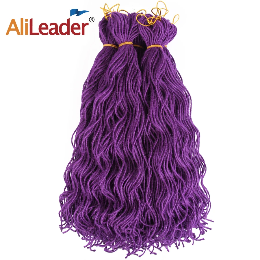 

Alileader Synthetic20"Purple Faux Locs Crochet Braids Curly Hair Soft Dread Hair Mini faux loc Hair Natural Crochet Braids