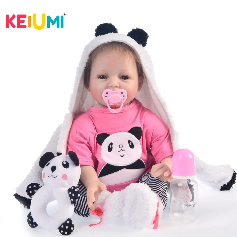 

KEIUMI 2019 New Silicone Reborn Baby Dolls 55 CM Smile Baby Reborn Girl True to Life 22'' Stuffed Doll For Kids Birthday Gift