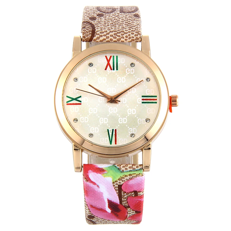 

New Fashion Watch Top Luxury Flowers Printed Watch Women Casual Quartz stainless steel Watch For Ladies Gift relogio feminino