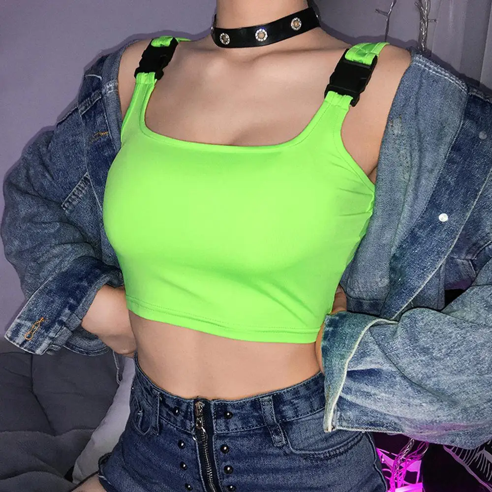 neon crop top rave