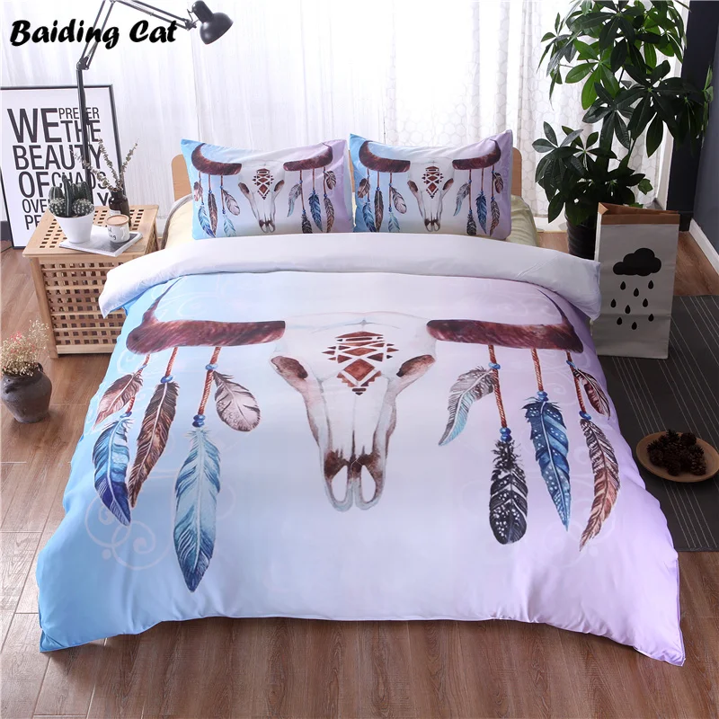 

Plain Sheep Head Bedding Set Indian Mandala Totem Bed Linen Bohemian Soft Duvet Cover Set with Pillowcase Twin Queen King Size