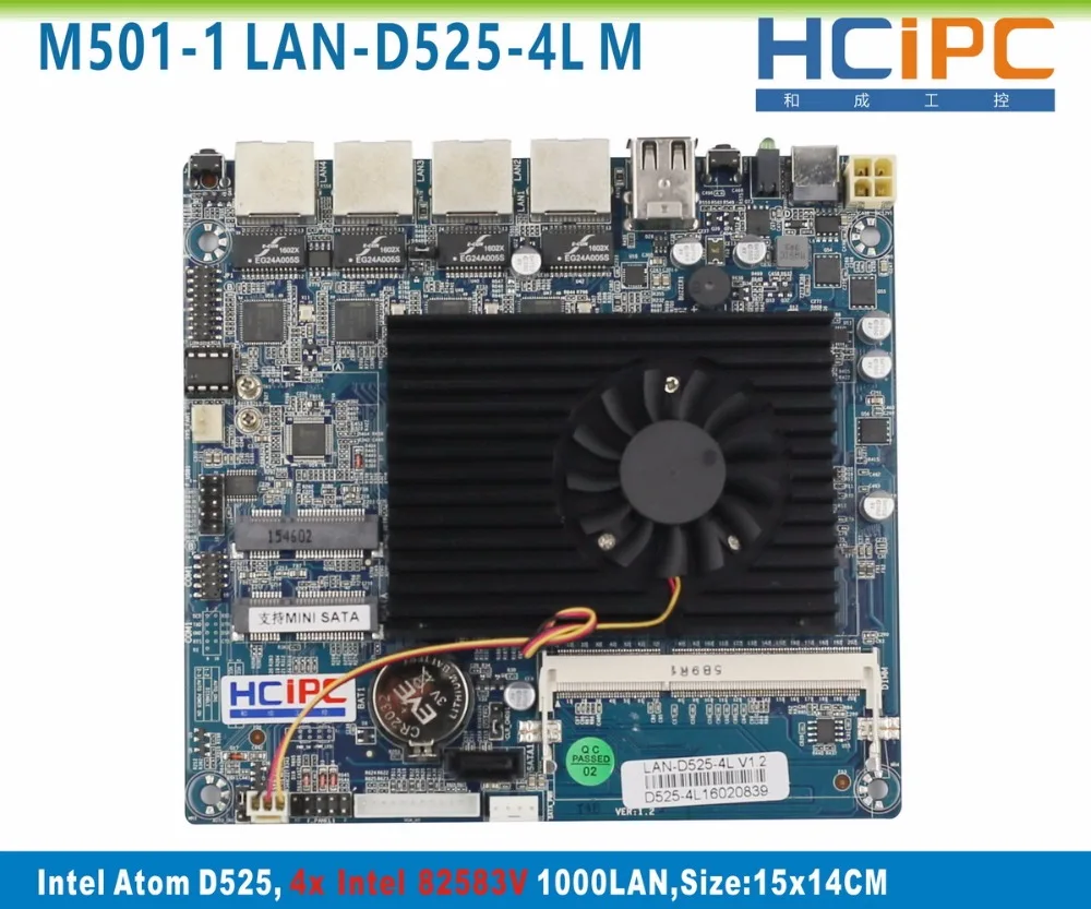 HCiPC M501-1 LAN-D525-4L Atom D525 4LAN ITX материнская плата мульти LAN брандмауэр Материнская