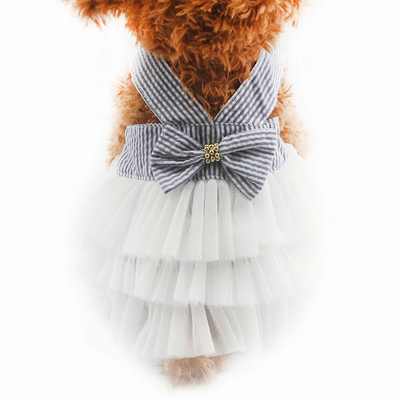 

Armi store Decorative Beads Butterfly Striped Suspenders Dog Dresses Dogs Princess Dress 6071050 Pet Clothes Supplies