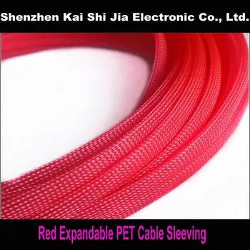 

Free Shipping 100M/Lot 12mm Expandable Braided High density PET Protective Cable Sleeving - Red