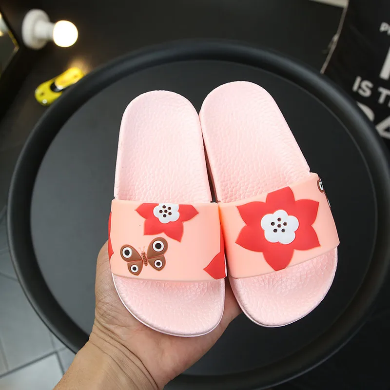 Kids Slippers For Girls Cartoon Ladybugs Beach Flip Flops Boys Soft Pvc Shoes Cute Insect Slippers Children Summer Flat Slides