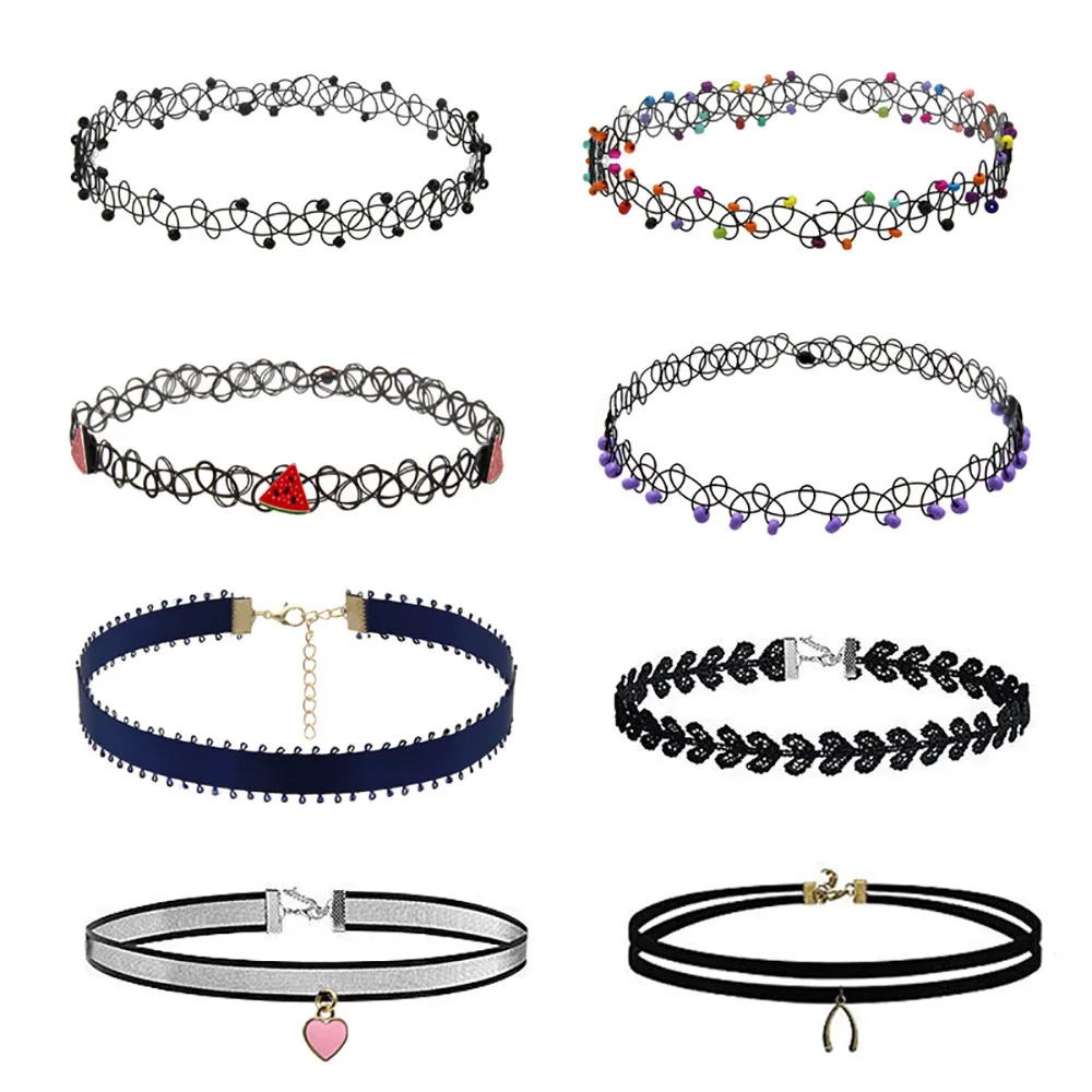 Tooayk moda 8 unidades Choker collar Set Stretch Velvet clásico gótico Tattoo Lace Choker juego de tronos holográfica 25 Tooayk moda 8 unidades Choker collar Set Stretch Velvet clásico gótico Tattoo Lace Choker juego de tronos holográfica 25
