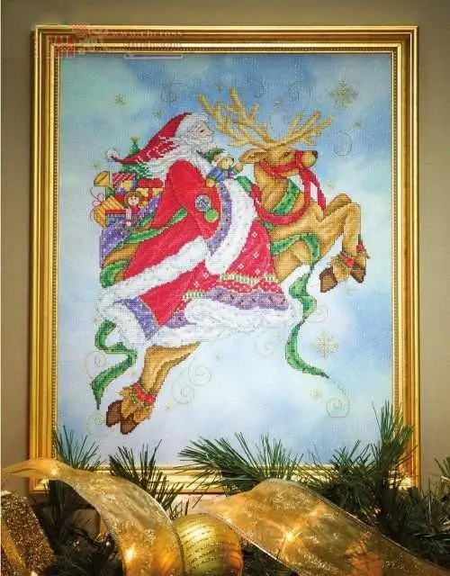 Top Quality Lovely Counted Cross Stitch Kit Santa Christmas Father Nicholas Joyful Magic Journey Travel Tour | Дом и сад