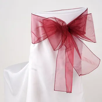 

burgundy organza chair sashes wedding 100pcs/lot