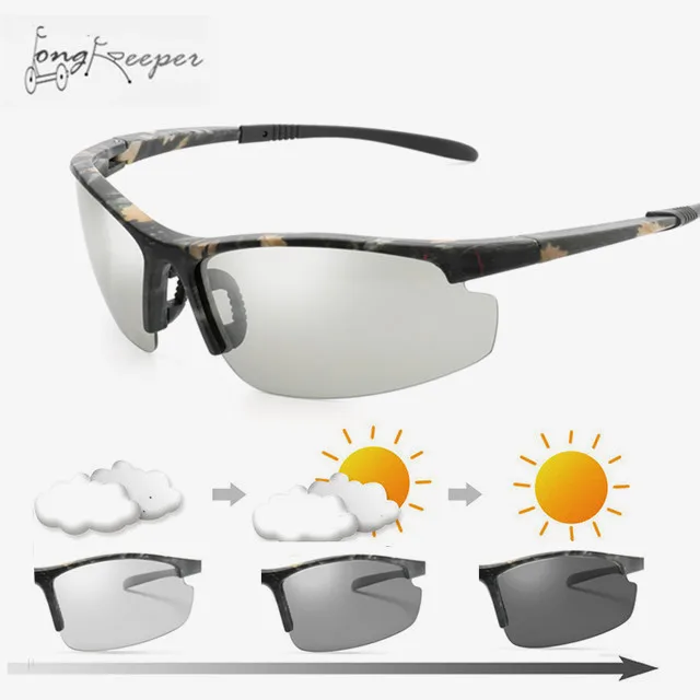 Driving Photochromic Sunglasses Cycling Camo Polarized Chameleon Discoloration Sun Glasses for Women Men oculos de sol masculino