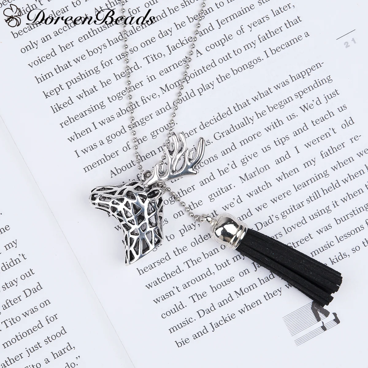 DoreenBeads винтажное ожерелье шар цепочка олень старинный серебряный цвет кулон с