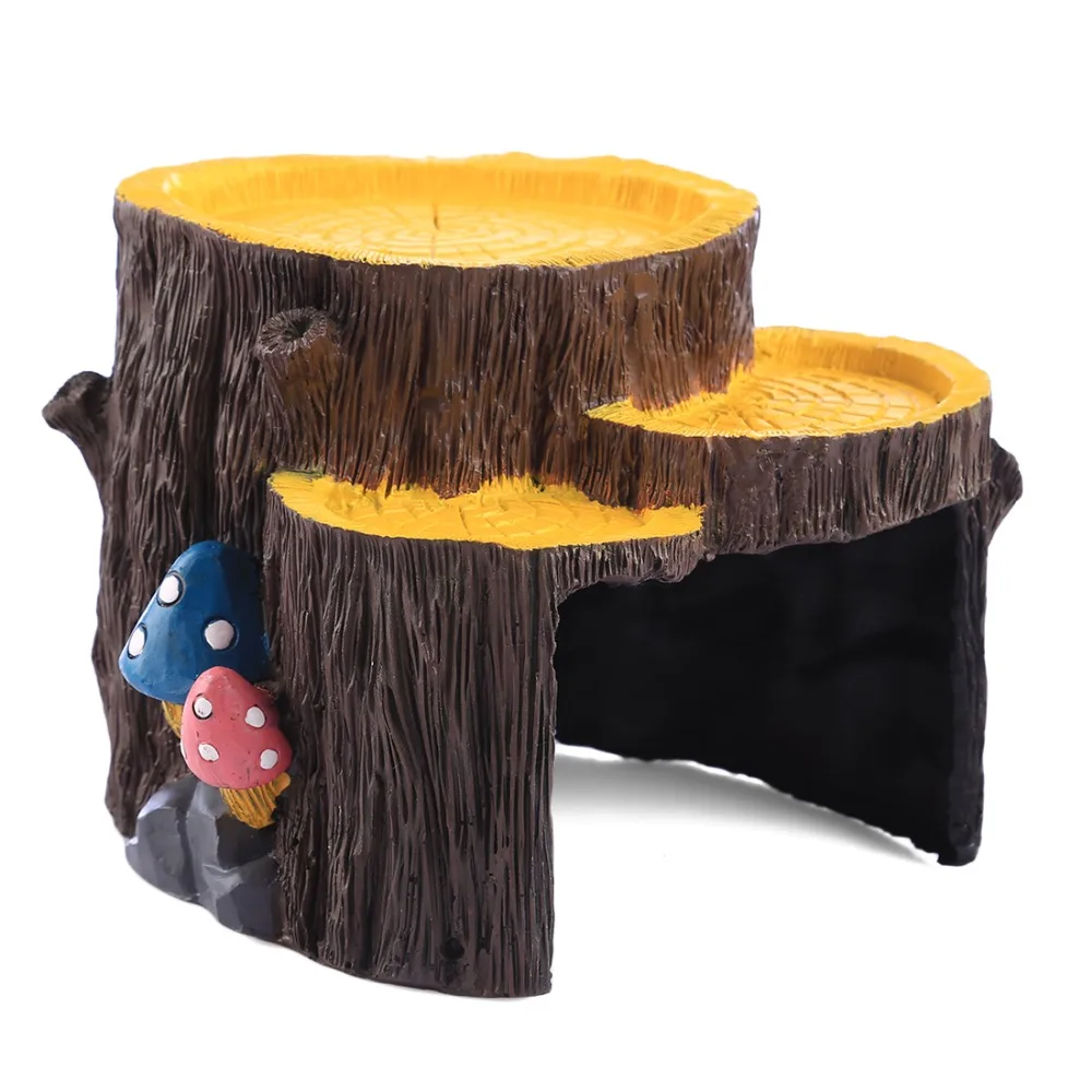 

Petforu Creative Reptile Hide Rest Cave Pet Habitat Ornament - Wood Color + Yellow