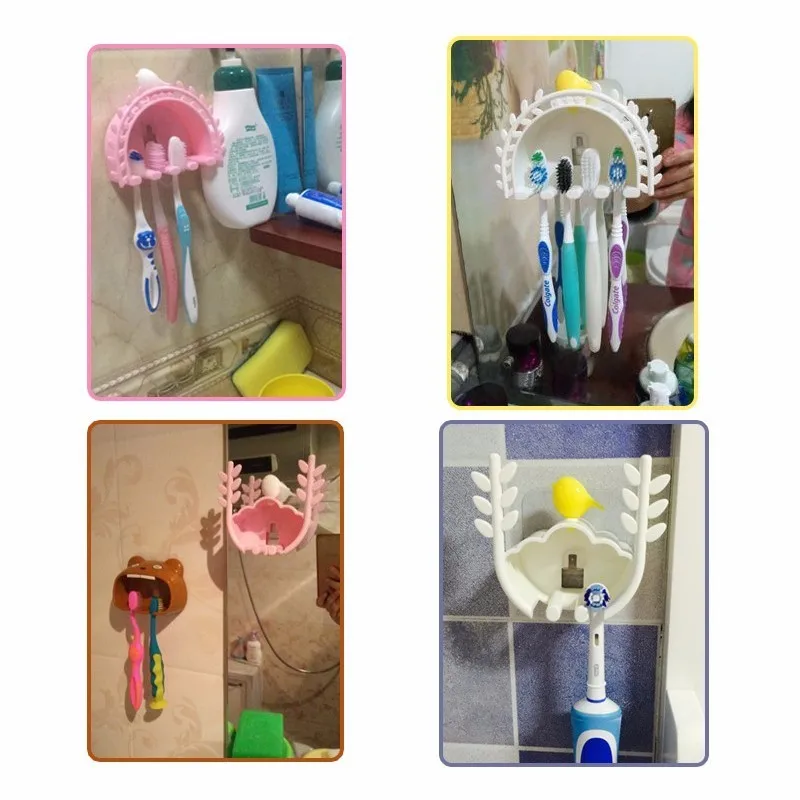 الكرتون شفط جدار الإبداعية الغبار واقية فرشاة الأسنان رف الكهربائية فرشاة الأسنان حامل مجموعة الحمام تخزين الرف المنظم هوك