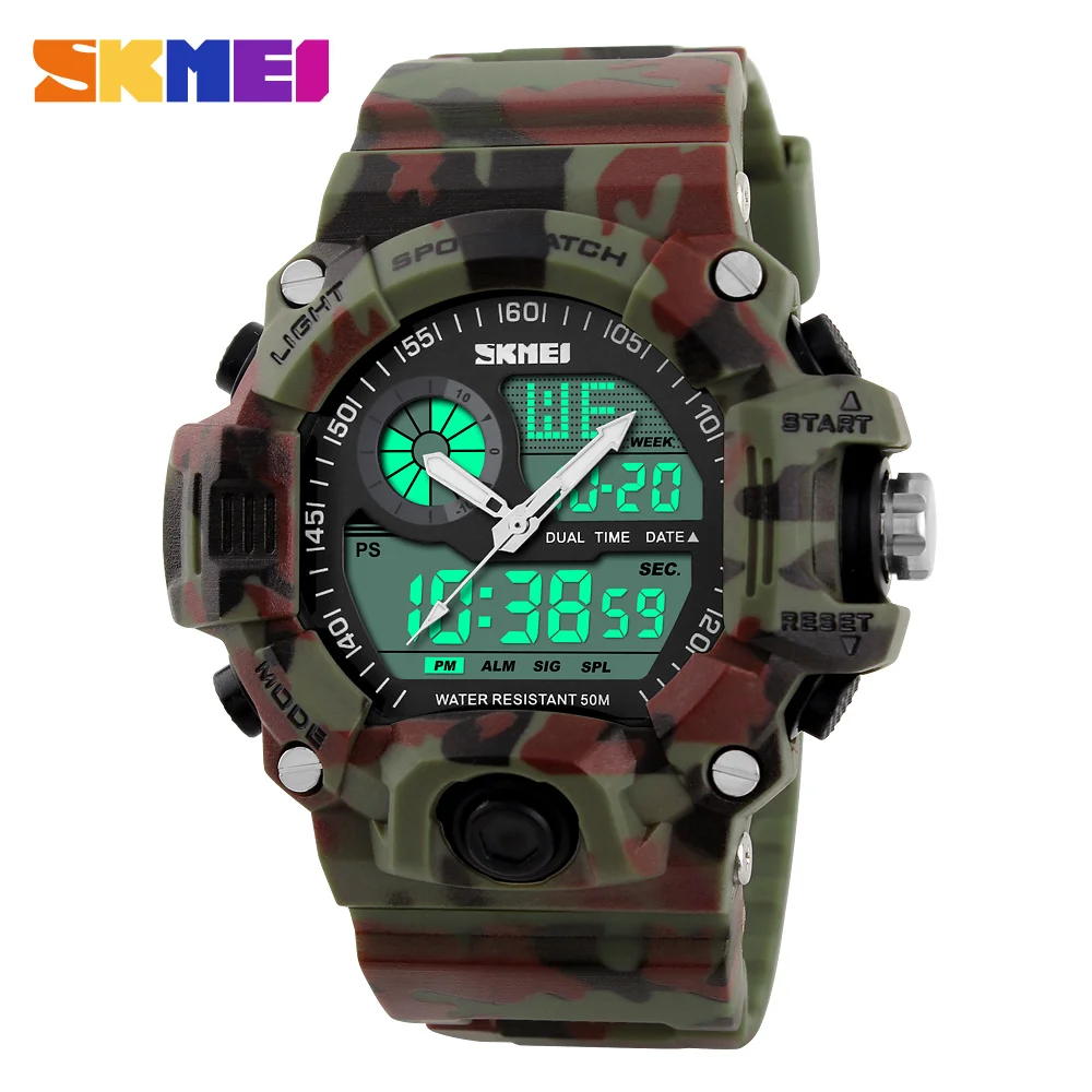 Skmei S Shock мужские спортивные часы для плавания светодиодные цифровые армейские