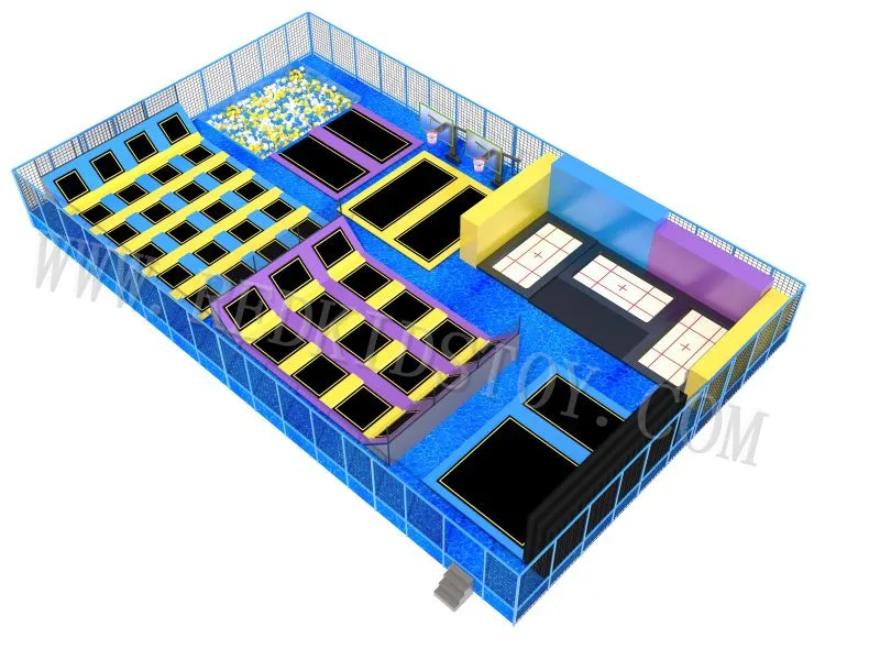 Одобренный CE большой фитнес батут-парк с олимпийским прыгающим ковриком и пеной ямы и баскетбольной площадки 3 года гарантии HZ-LG056